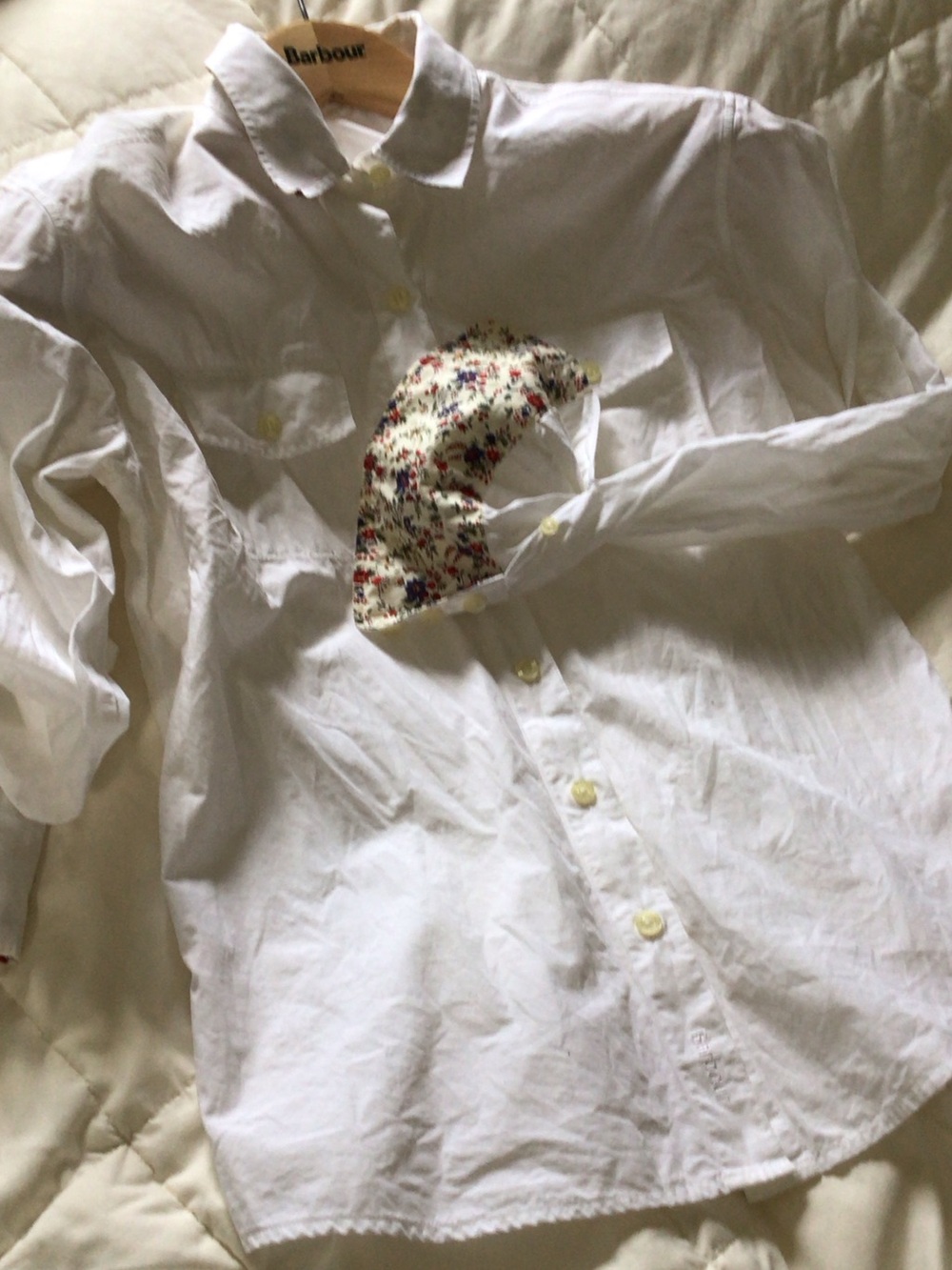 Barbour White Button Down Shirt with Liberty Floral Cuff Trim 8 - Picture 2 of 14